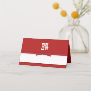 Chinese Double Happiness Red Table Escort Card