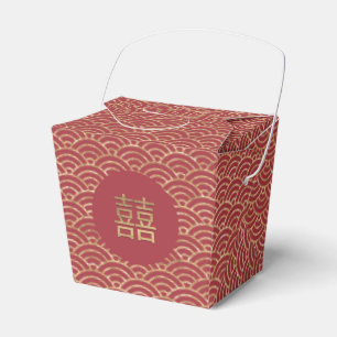 Chinese Double Happiness Wedding Gold Dark Red Favour Box