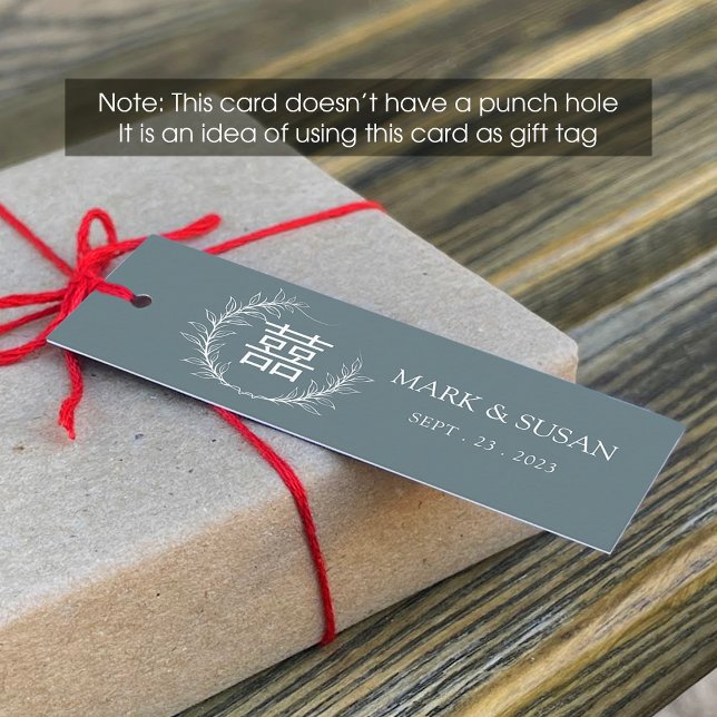 Chinese Double Happiness Wedding Tag (1x3 inch) (Creator Uploaded)