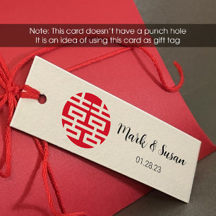 Chinese Double Happiness Wedding Tag (1x3 inch)