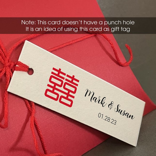 Chinese Double Happiness Wedding Tag (1x3 inch) (Creator Uploaded)