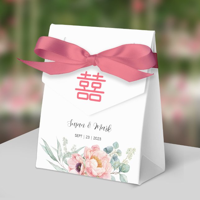 Chinese Double Happiness Wedding Thank You Favour  Favour Box (This color ribbon is not included)