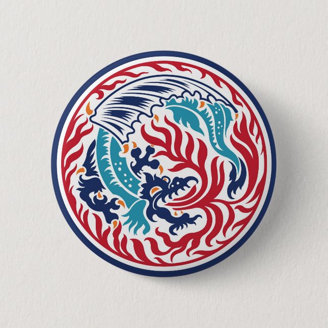 Chinese Dragon 6 Cm Round Badge (Front)