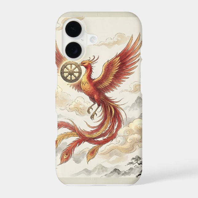Chinese Dragon and Dhamma Wheel Artistic iPhone Ca (Back)