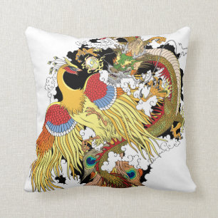 Chinese dragon and phoenix cushion