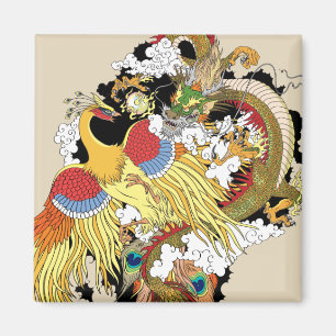chinese dragon and phoenix magnet