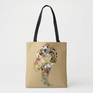 Chinese dragon and phoenix tote bag