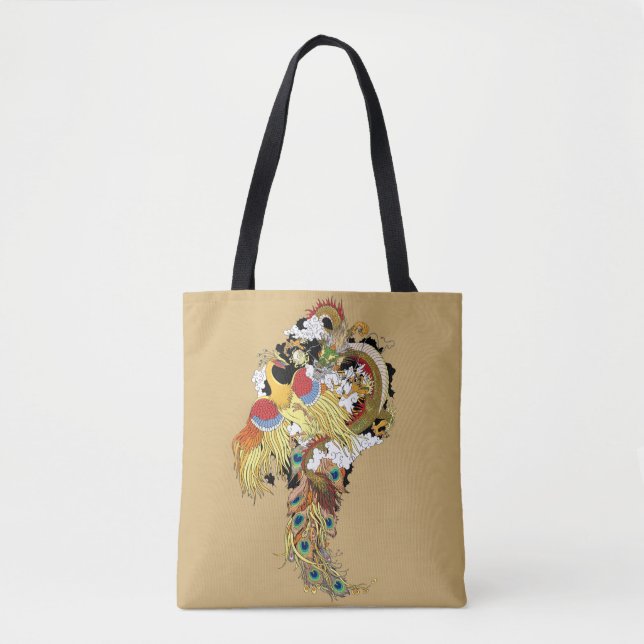 Chinese dragon and phoenix tote bag (Front)