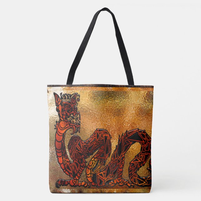 Chinese Dragon Asian Motif Tote Bag (Front)