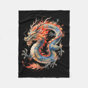 Chinese Dragon Asian Mythology Zodiac Fleece Blanket