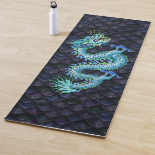 Chinese Dragon Blue Yoga Mat