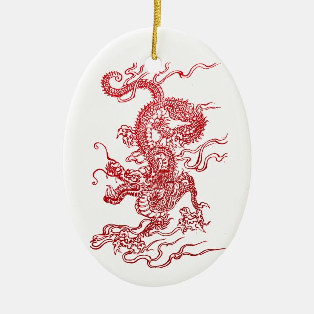 Chinese Dragon Ceramic Tree Decoration (Front)