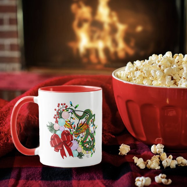 Chinese Dragon Christmas Wreath Mug (Creator Uploaded)