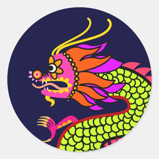 Chinese Dragon Classic Round Sticker (Front)