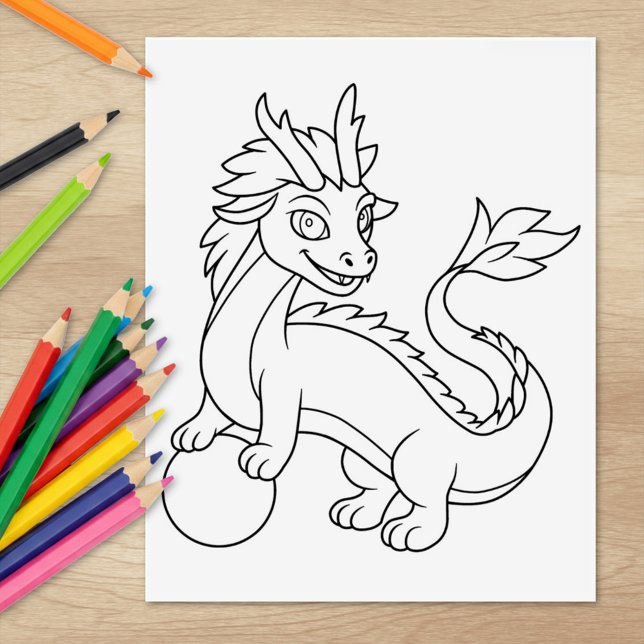 Chinese Dragon Color Me  Rubber Stamp (Creator Uploaded)