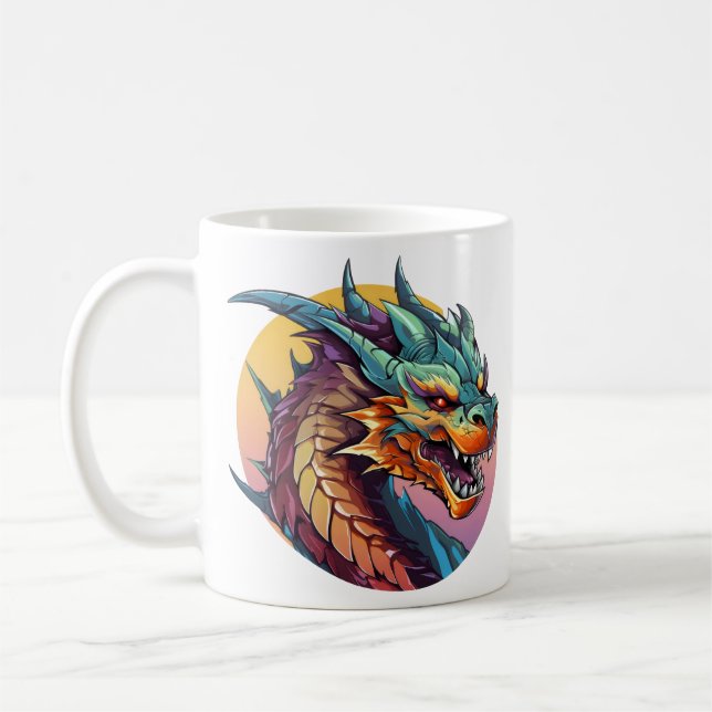 Chinese Dragon Colourful Cartoon Coffee Mug (Left)