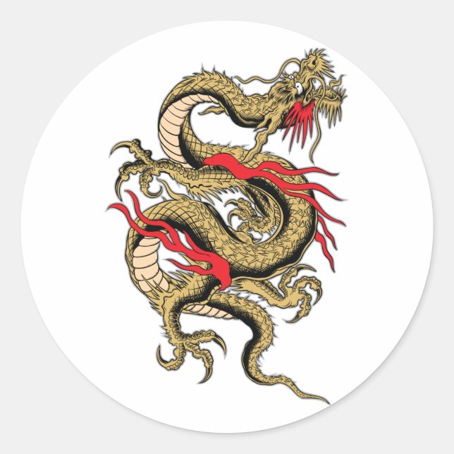 Chinese Dragon customisable designs Classic Round Sticker (Front)