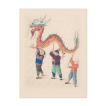 Chinese Dragon Dance Post Card