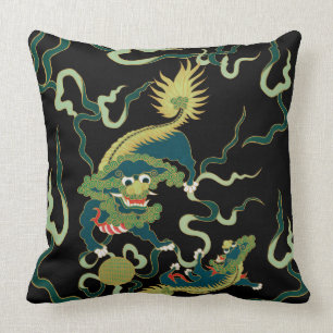 Chinese Dragon Design Oil Paint Throw Pillow 20x20