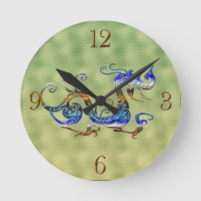 Chinese Dragon Fantasy Art Designer Gift Clock (Front)