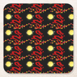 Chinese Dragon - full moon stunning paper coaster
