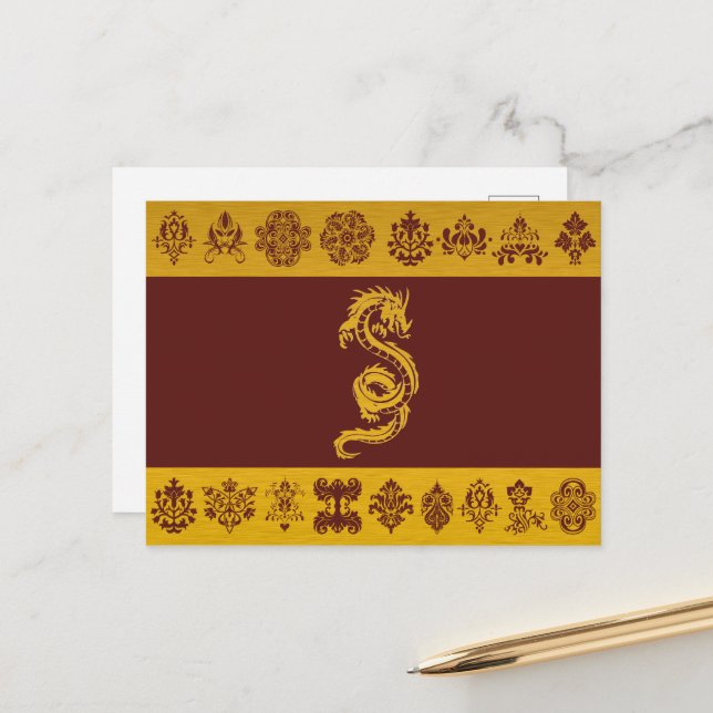 Chinese Dragon, Gold Dragon, Fantasy, Mythology Postcard (Front/Back In Situ)