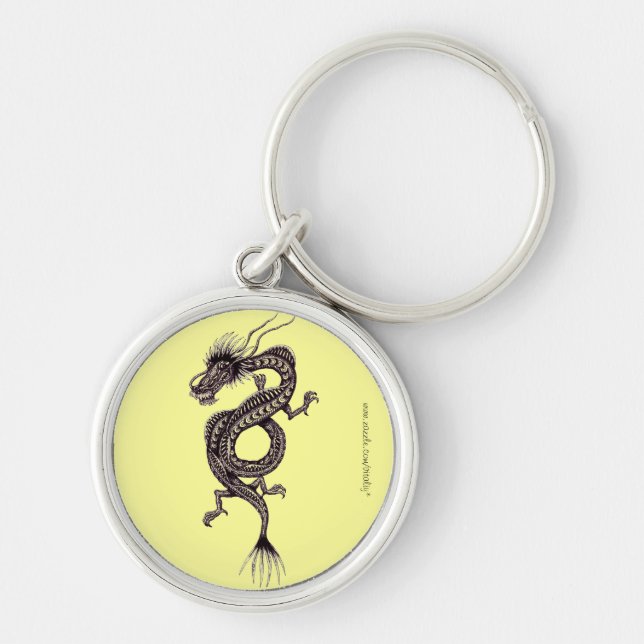 Chinese dragon graphic drawing art keychain design (Front)