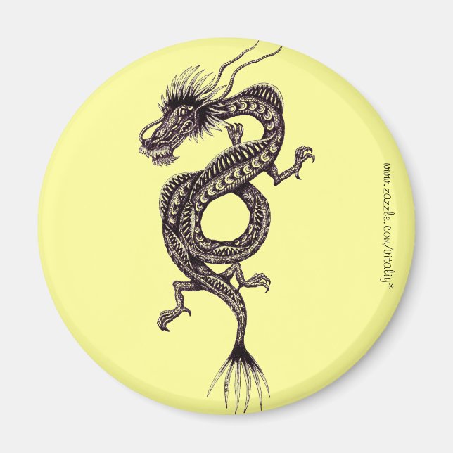Chinese dragon graphic drawing art magnet design (Front)