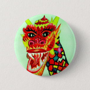 Chinese Dragon Head 6 Cm Round Badge