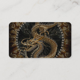 Chinese Dragon in Textured Brown Business Card