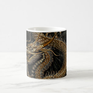 Chinese Dragon in Textured Brown Coffee Mug