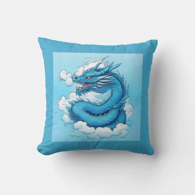 Chinese Dragon in the Clouds Cushion (Front)