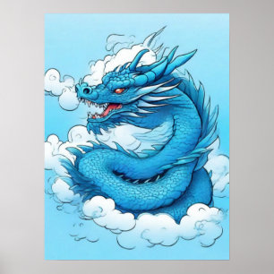 Chinese Dragon in the Clouds Poster