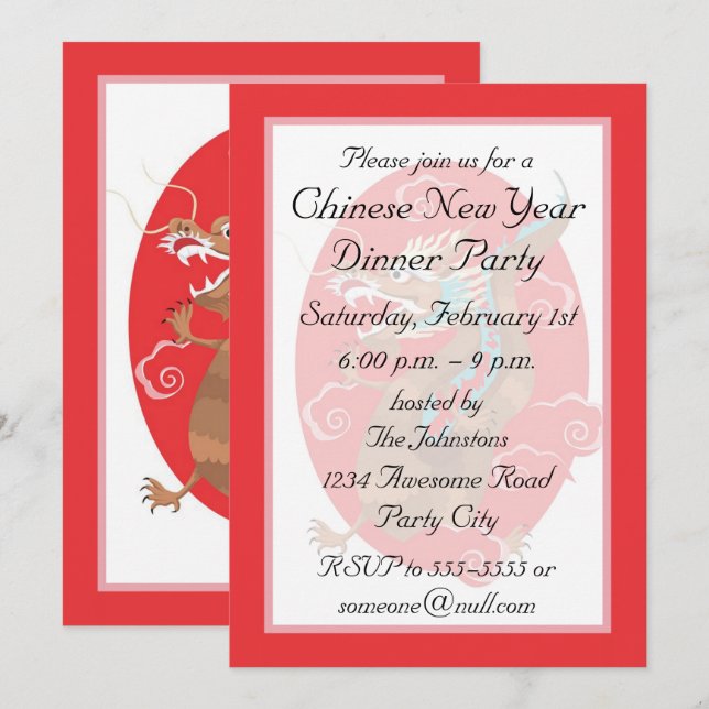 Chinese Dragon Invitation (Front/Back)