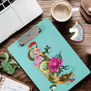 Chinese Dragon Lotus Cherry Blossoms Clipboard
