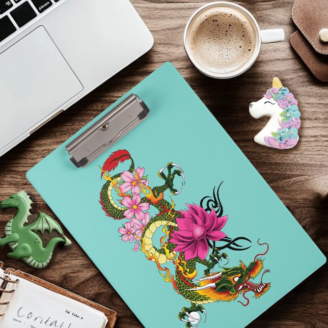 Chinese Dragon Lotus Cherry Blossoms Clipboard (Creator Uploaded)