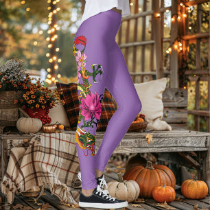 Chinese Dragon Lotus Cherry Blossoms Leggings