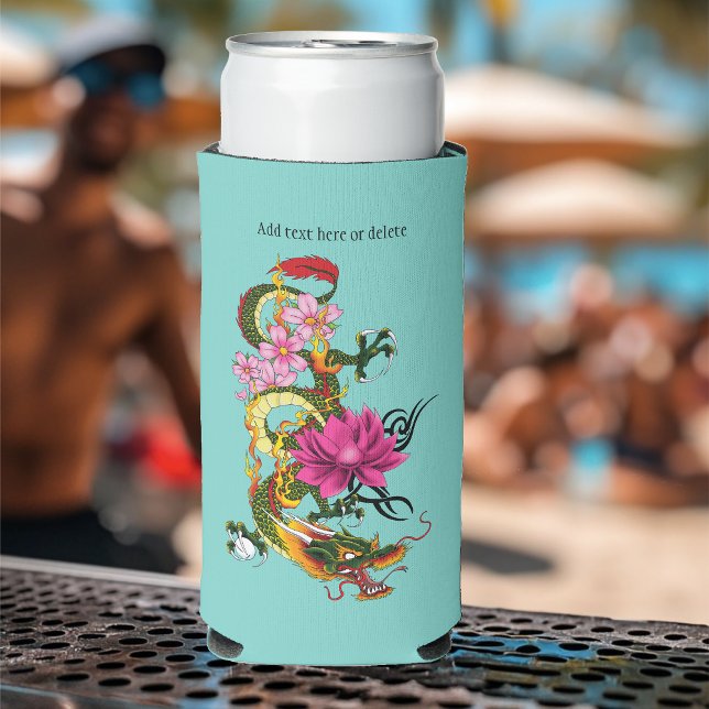 Chinese Dragon Lotus Cherry Blossoms Seltzer Can Cooler (Creator Uploaded)