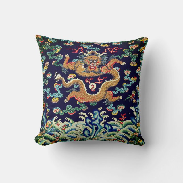 Chinese Dragon Mandarin Square Rank Badge Cushion (Front)