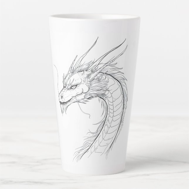 Chinese Dragon Minimalist Line Latte Mug (Front)