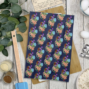 Chinese Dragon nd Flowers Tea Towel