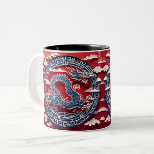Chinese Dragon New Year Paper-cut 2024 2TMug Two-Tone Coffee Mug