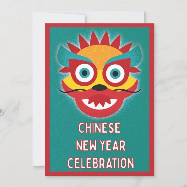 Chinese Dragon New Year Party Invitation (Front)