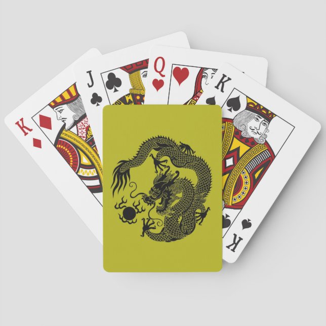 Chinese Dragon Playing Card Gold and Black (Back)