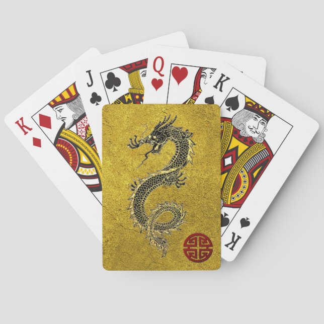 Chinese Dragon Prosperity Symbol Personalise Playing Cards (Back)