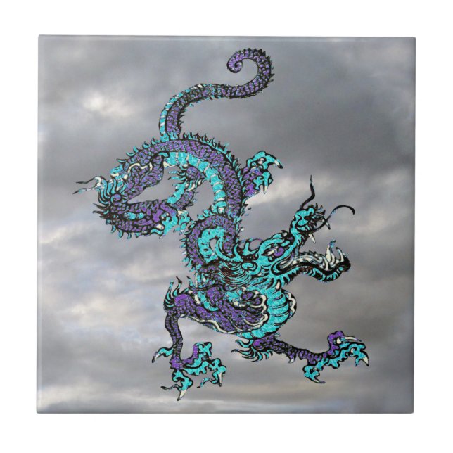 Chinese Dragon Purple and Blue v16 Tile (Front)