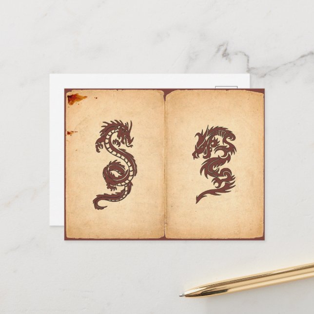 Chinese Dragon, Red Dragon, Fantasy, Mythology Postcard (Front/Back In Situ)