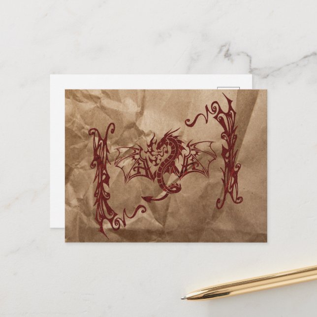 Chinese Dragon, Red Dragon, Fantasy, Mythology Postcard (Front/Back In Situ)