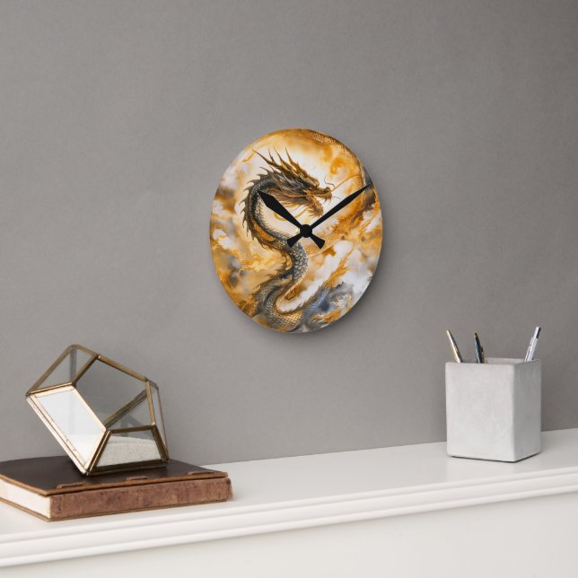 Chinese Dragon Round Clock (Office)