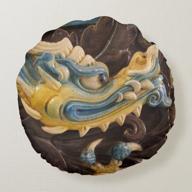 Chinese Dragon Round Pillow (Back)